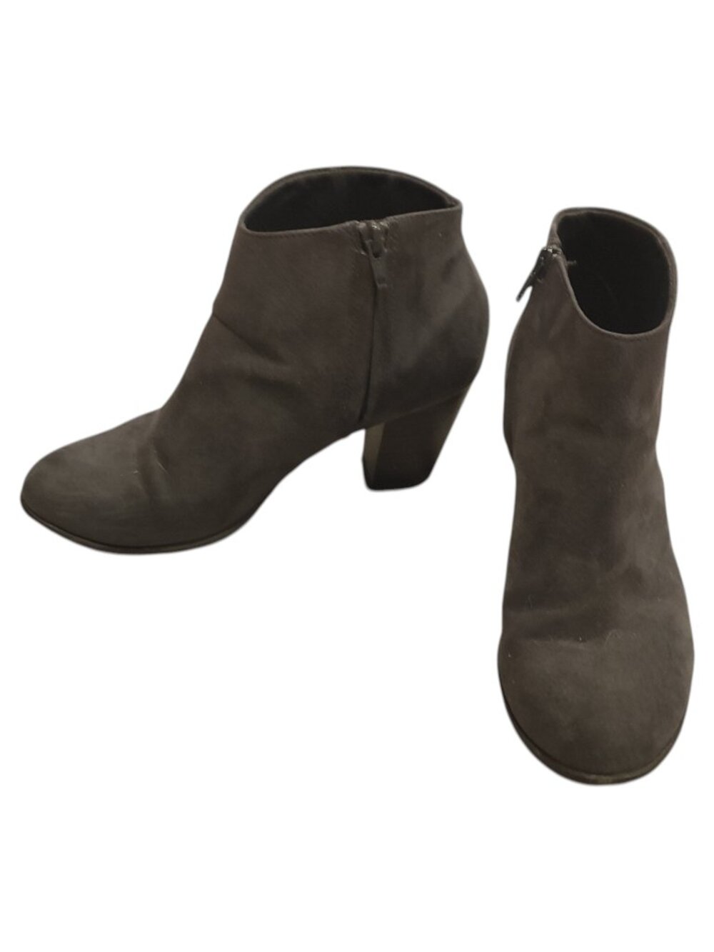 Old Navy Gray/Grey Faux Suede 3" Heels Pump Zipper Up Ankles Boots Size 8